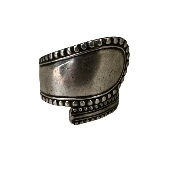 Size 11 Sterling Silver Plated Unisex Wrap Style Spoon Ring - Picture 1 of 6